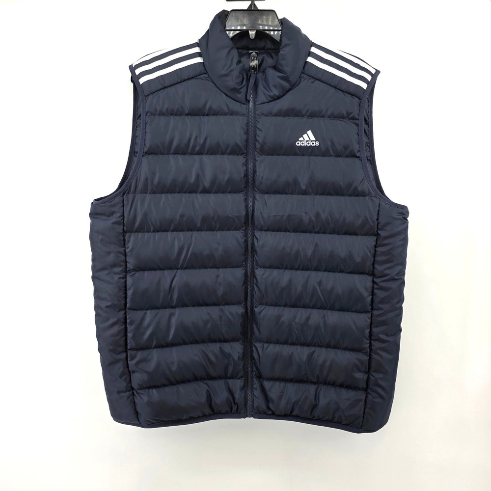 Adidas Primegreen Down Quilted Puffer Vest Mens XL Navy Full Zip Athletic Casual